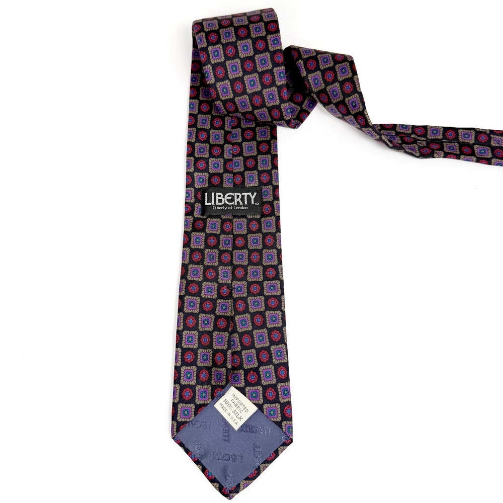 Vintage Liberty of London Silk Tie Mens Necktie Geometric Pattern - Picture 2 of 5